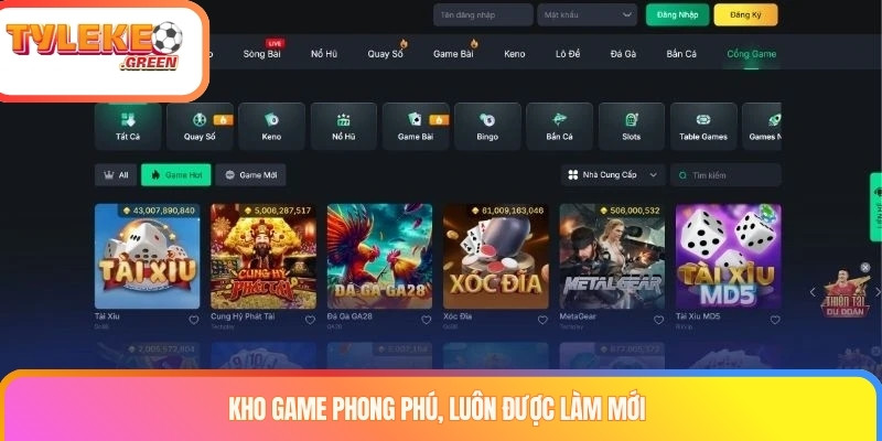 Kho game phong phú, luôn được làm mới
